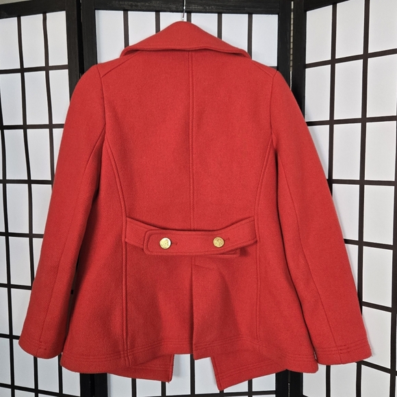 J. Crew Red Double Breasted Peacoat Stadium Cloth by Nello Gori - Picture 2 of 12